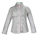 Camicia cotone M/L colletto stondato e jabot - Lui & Lei