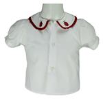 Camicia cotone M/C colletto tondo rouches e ricamo coccinella - Nonna Magali