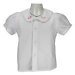 Camisa de algodón con cuello redondo M / C y bordado en cuello y perfil - Nonna Magali
