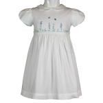 LES ENFANTS DE GISELLE-Vestito in cotone piquet ricamato colore bianco