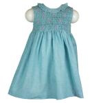LES ENFANTS DE GISELE-Scamiciato in misto lino full smock e rouches