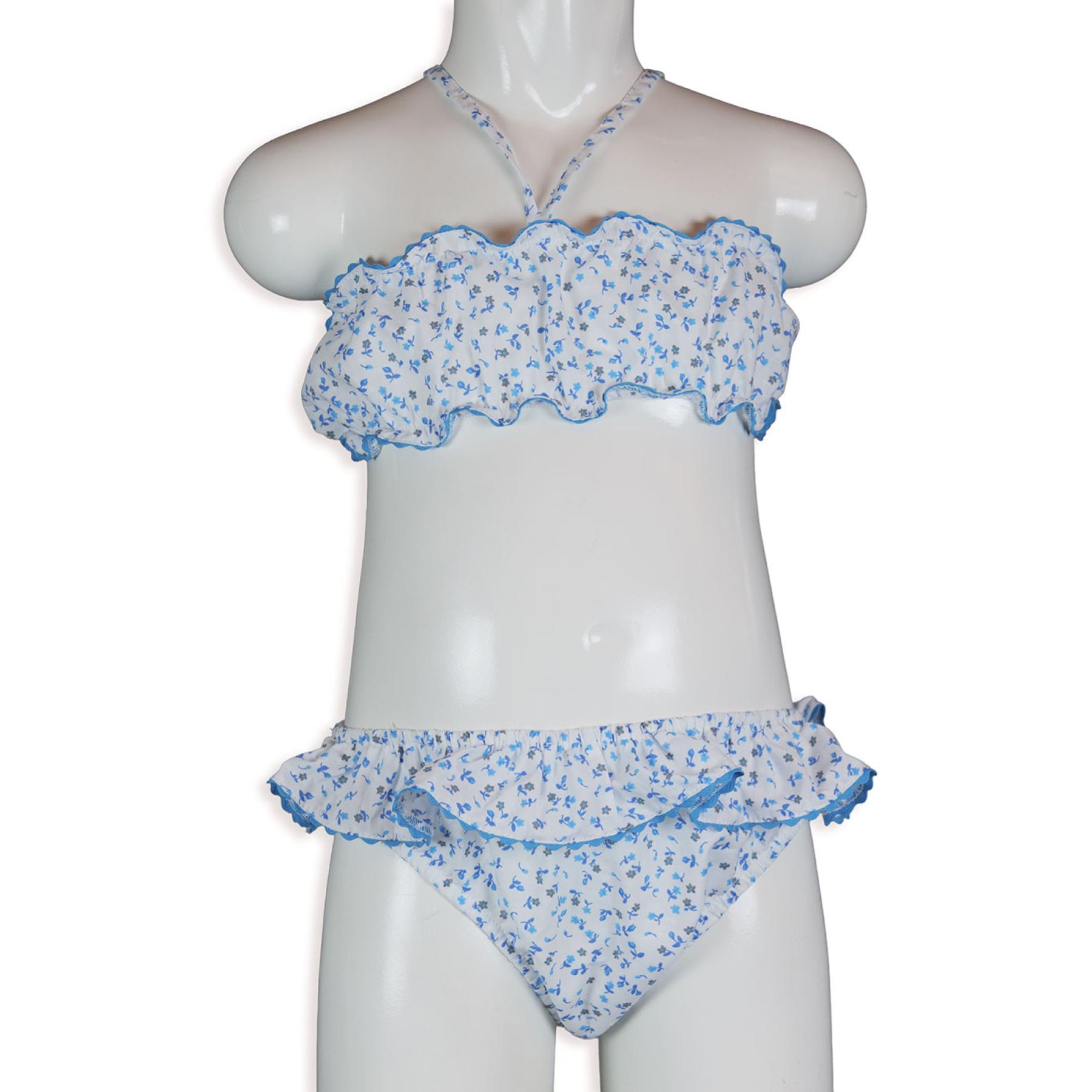 Magia di Nonna-Costume in cotone  due pezzi  slip con balza e fascia